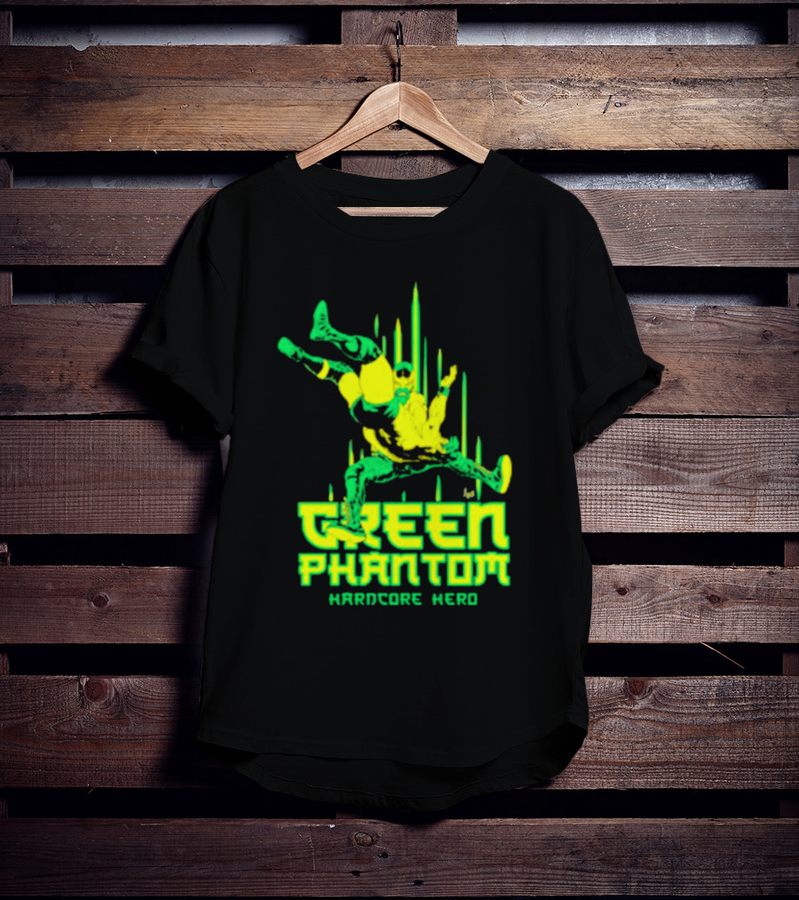 Green Phantom Hardcore Hero Wrestler Action T-Shirt