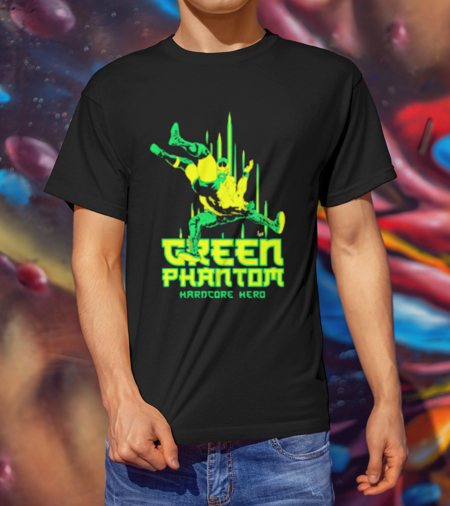 Green Phantom Hardcore Hero Wrestler Action T-Shirt