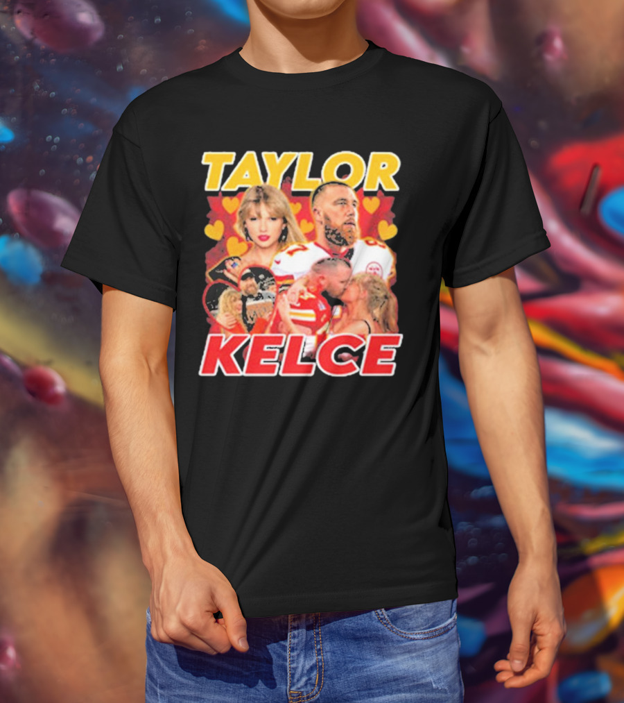 Taylor Kelce Football Love Hearts Chiefs Player Blonde Woman T-Shirt