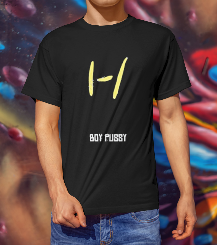 Boy Pussy Jackbox Icon Yellow Lines T-Shirt