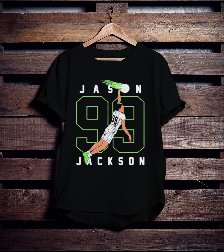 JASON JACKSON 99 Basketball Slam Dunk Caricature T-Shirt