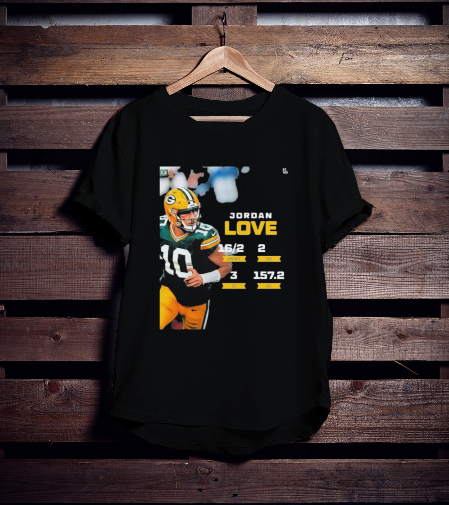 Jordan Love Green Bay Packers 16/2 3 TD 2 YDS 157.2 RTG T-Shirt