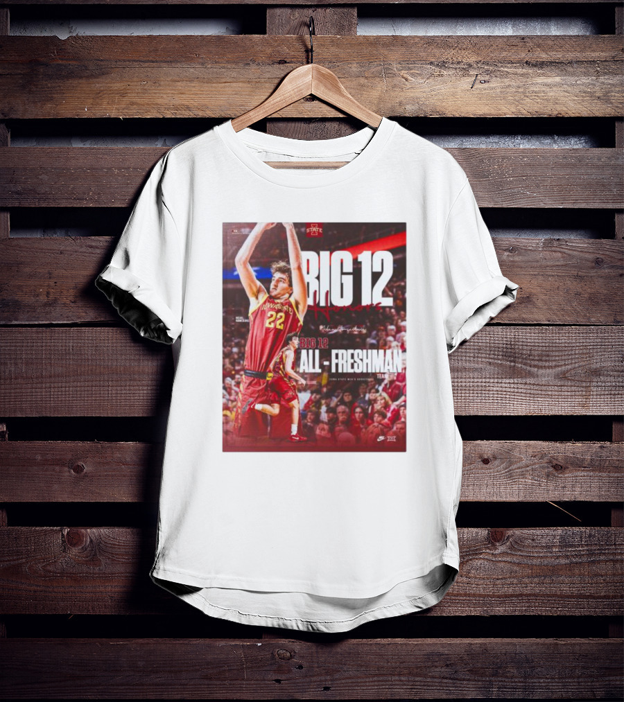 Iowa State Cyclones Men's Basketball Big 12 Honors Milan Momcilovic All Freshman Team T-Shirt