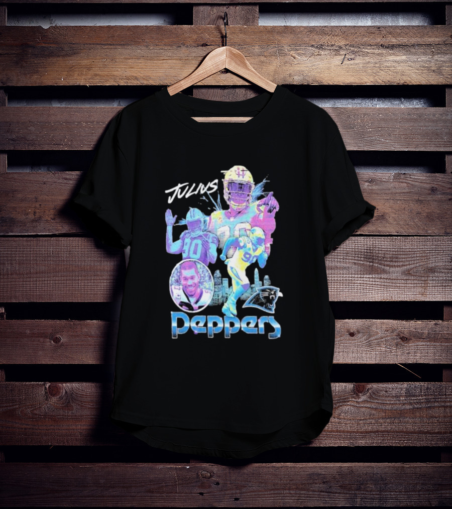 Julius Peppers Carolina Panthers Mitchell And Ness Concert Black New Era T-Shirt