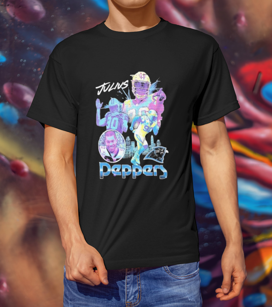 Julius Peppers Carolina Panthers Mitchell And Ness Concert Black New Era T-Shirt