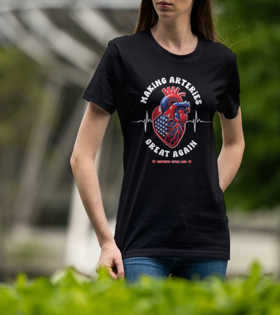 Making Arteries Great Again Patriotic Heartbeat Cardiac Cath Lab T-Shirt