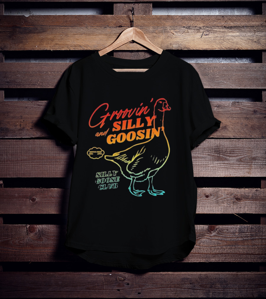 Groovin’ And Silly Goosin’ Silly Goose Club Retro Goose Outline T-Shirt