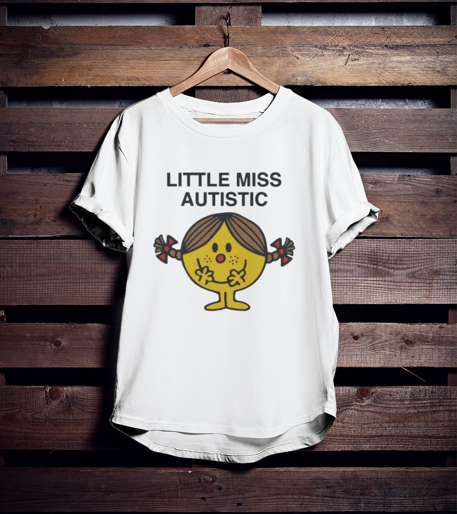 Little Miss Autistic Character With Pigtails And Yellow Face T-Shirt