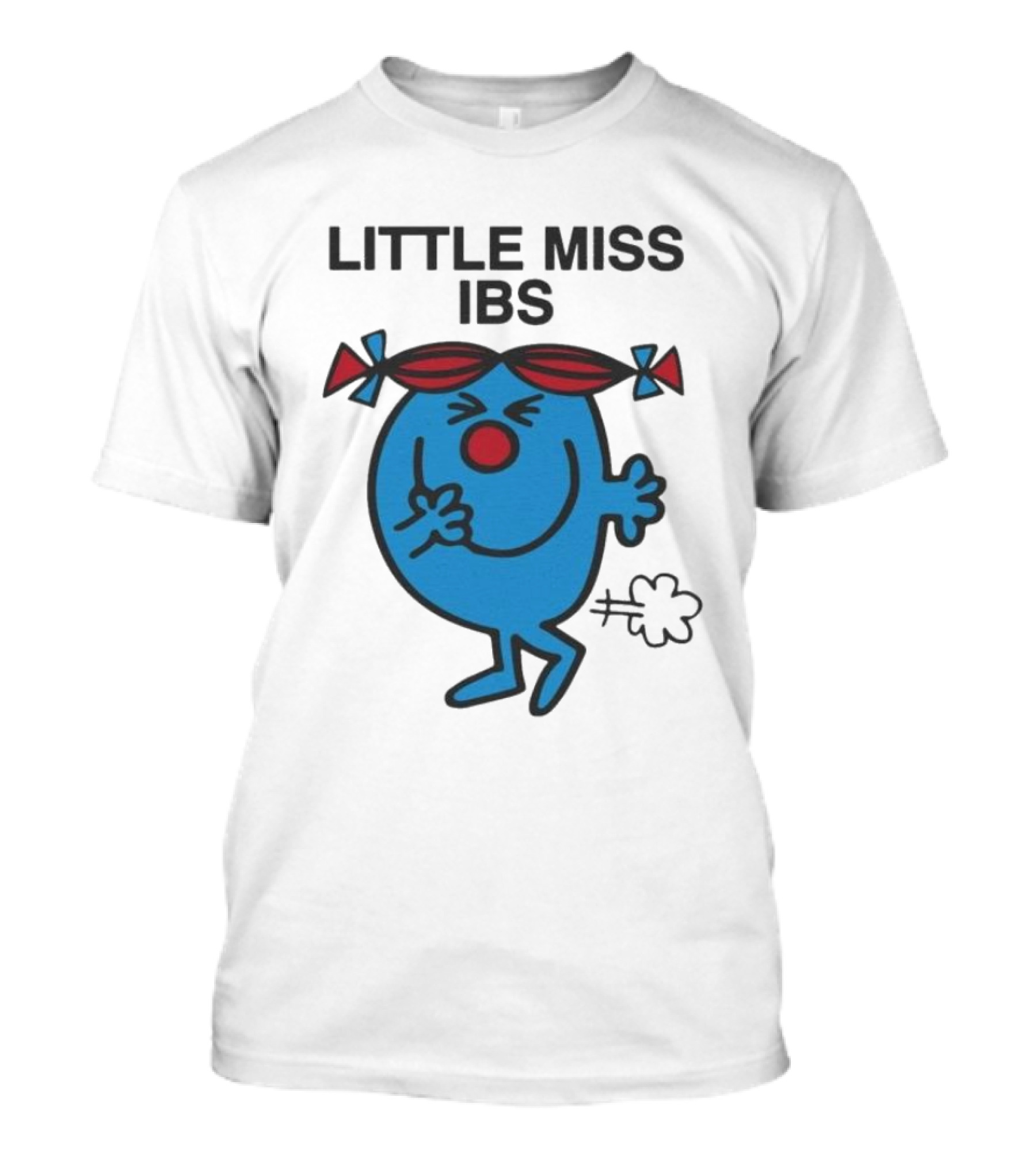Little Miss IBS Character With Red Bows And Blue Figure T-Shirt