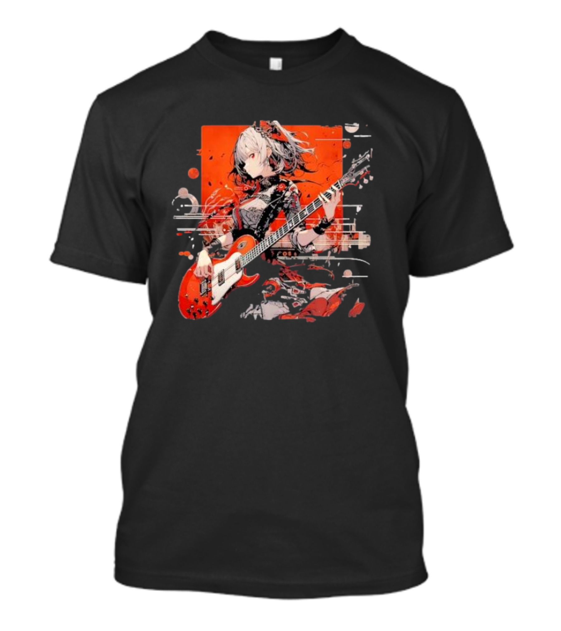 Metal Music Anime Oden Electric Guitar Red Aesthetic T-Shirt
