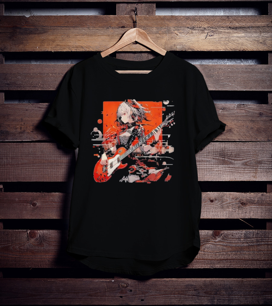 Metal Music Anime Oden Electric Guitar Red Aesthetic T-Shirt