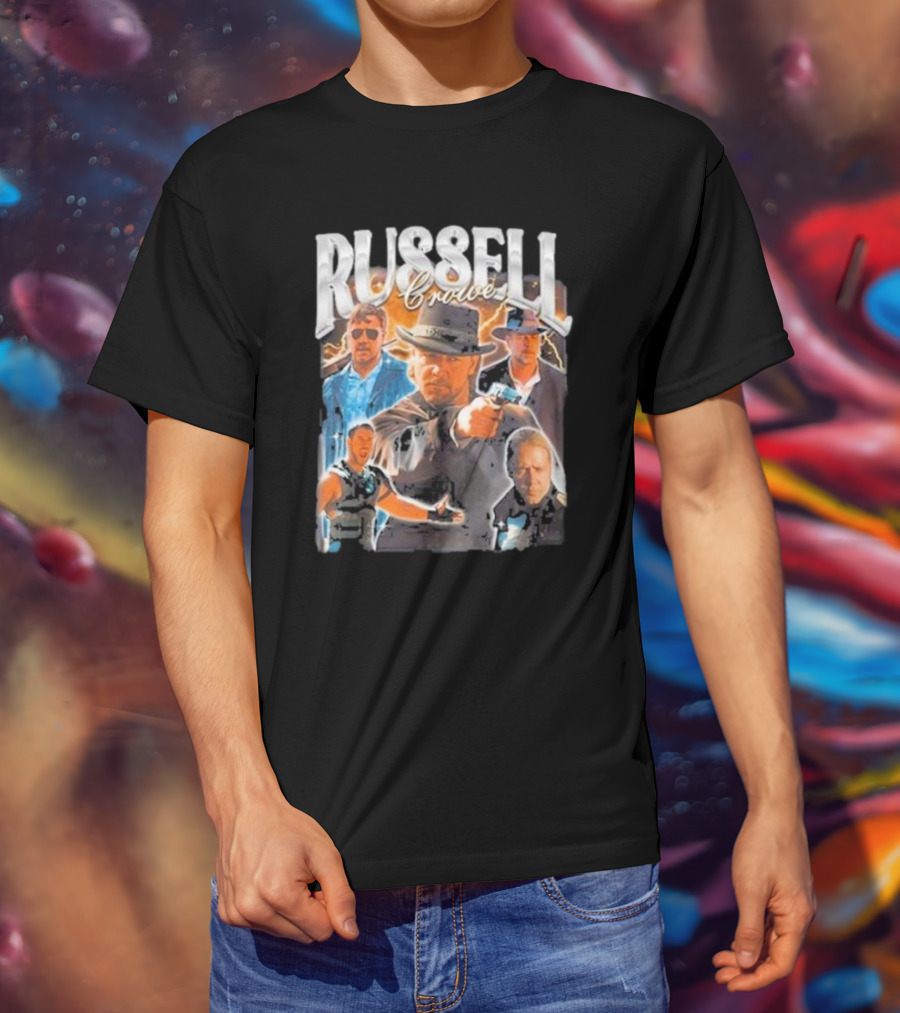 Russell Crowe Retro 90s Vintage Movie Collage T-Shirt