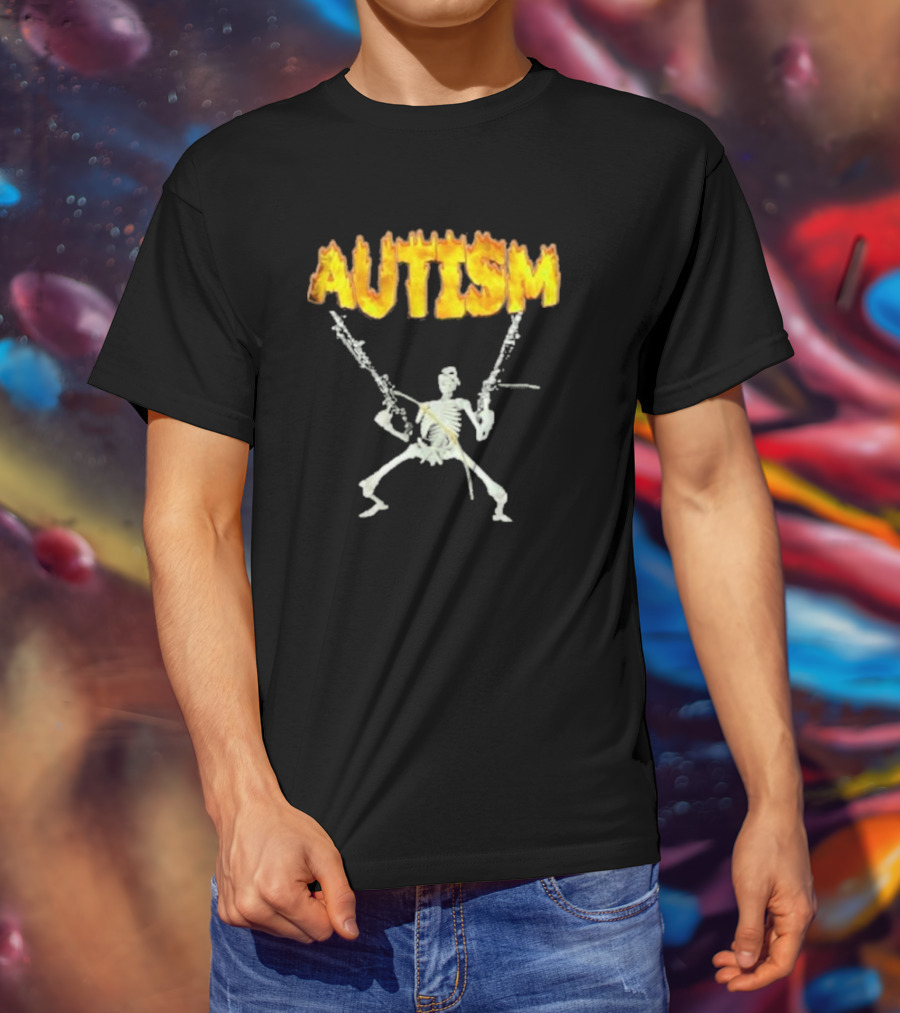 Skeleton Squad Humor And Bones Unite Autism Blaze T-Shirt