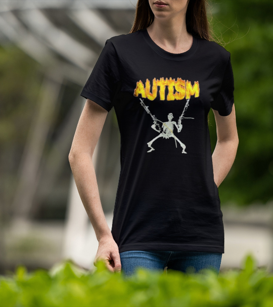 Skeleton Squad Humor And Bones Unite Autism Blaze T-Shirt