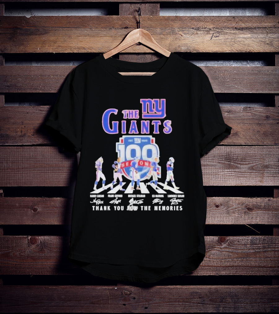 The New York Giants Celebrating 100 Seasons With Icons And Signatures Thank You For The Memories T-Shirt