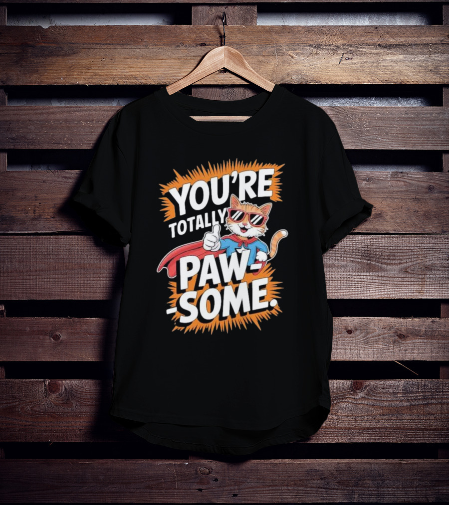 YOU’RE TOTALLY PAW-SOME SUPERHERO CAT PUN FUNNY ANIMAL LOVERS T-Shirt