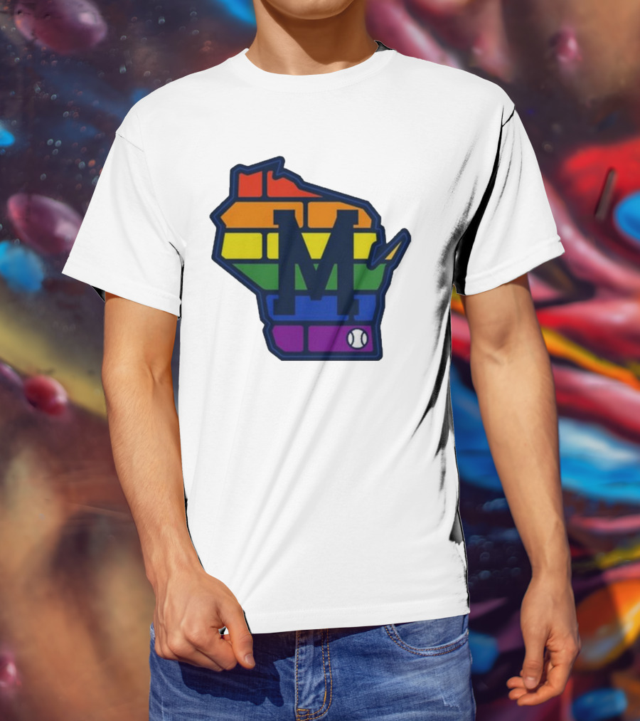 Aurora Health Care Brewers Pride Rainbow Wisconsin Baseball T-Shirt