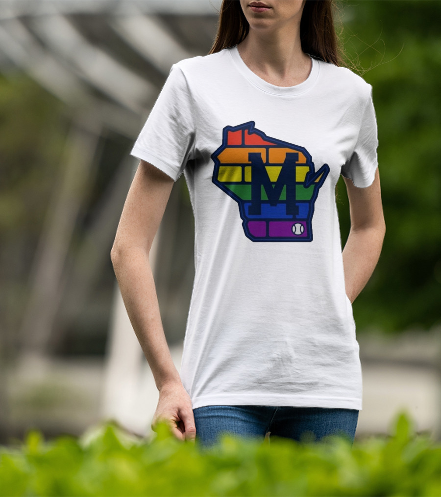 Aurora Health Care Brewers Pride Rainbow Wisconsin Baseball T-Shirt