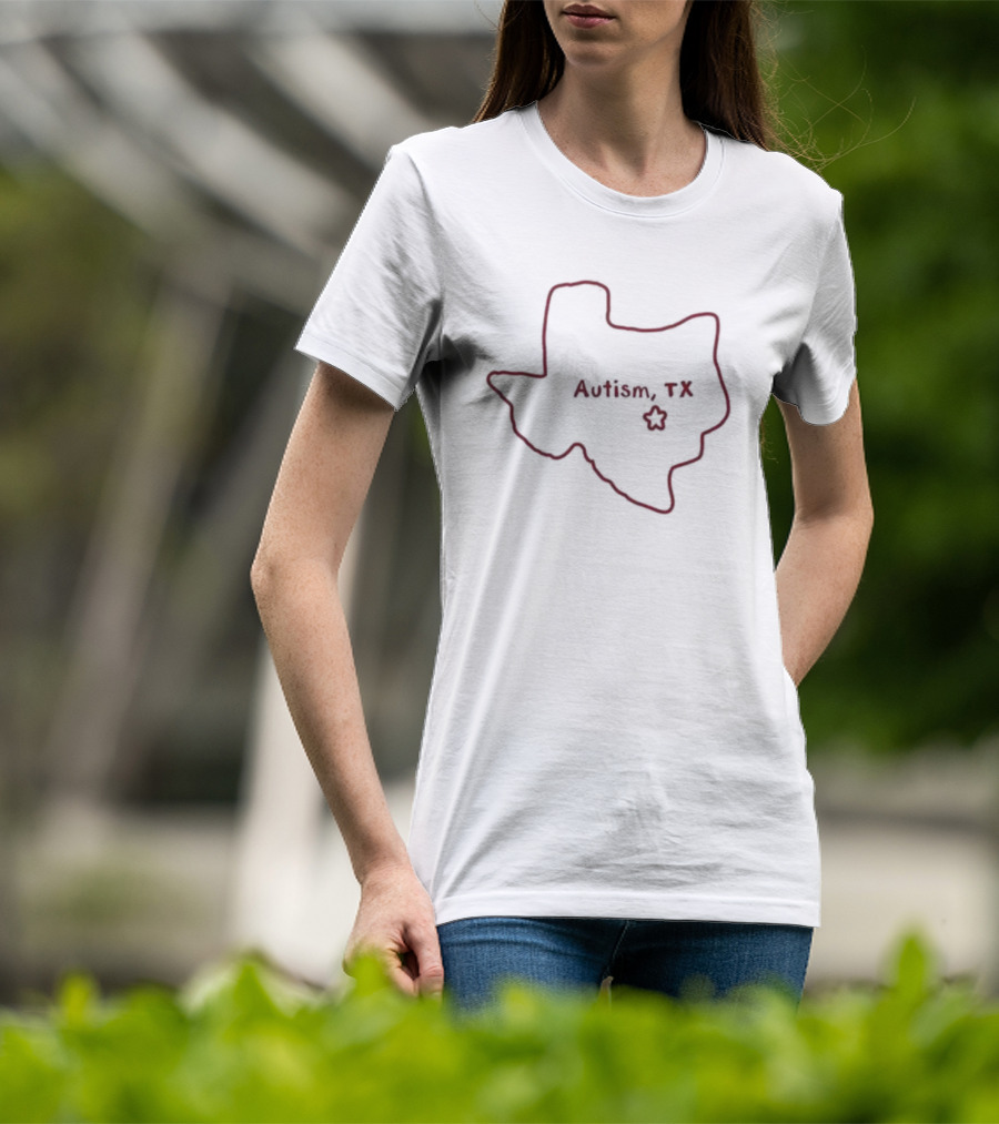 Autism TX Texas Outline Star T-Shirt