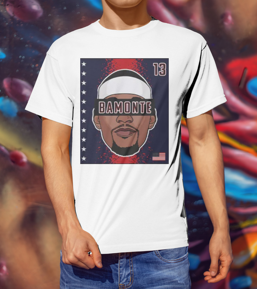 Bamonte 13 Stars And Stripes Illustration Bam Adebayo T-Shirt