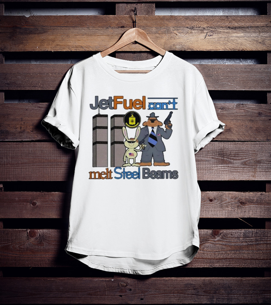 Barely Legal Clothing Jet Fuel Can’t Melt Steel Beams Sam And Max CIA Twin Towers T-Shirt