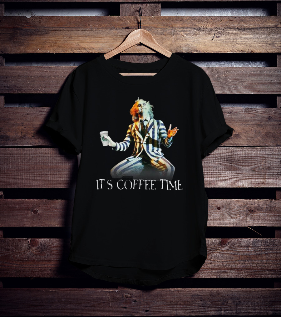 Beetlejuice Holding Coffee It’s Coffee Time T-Shirt