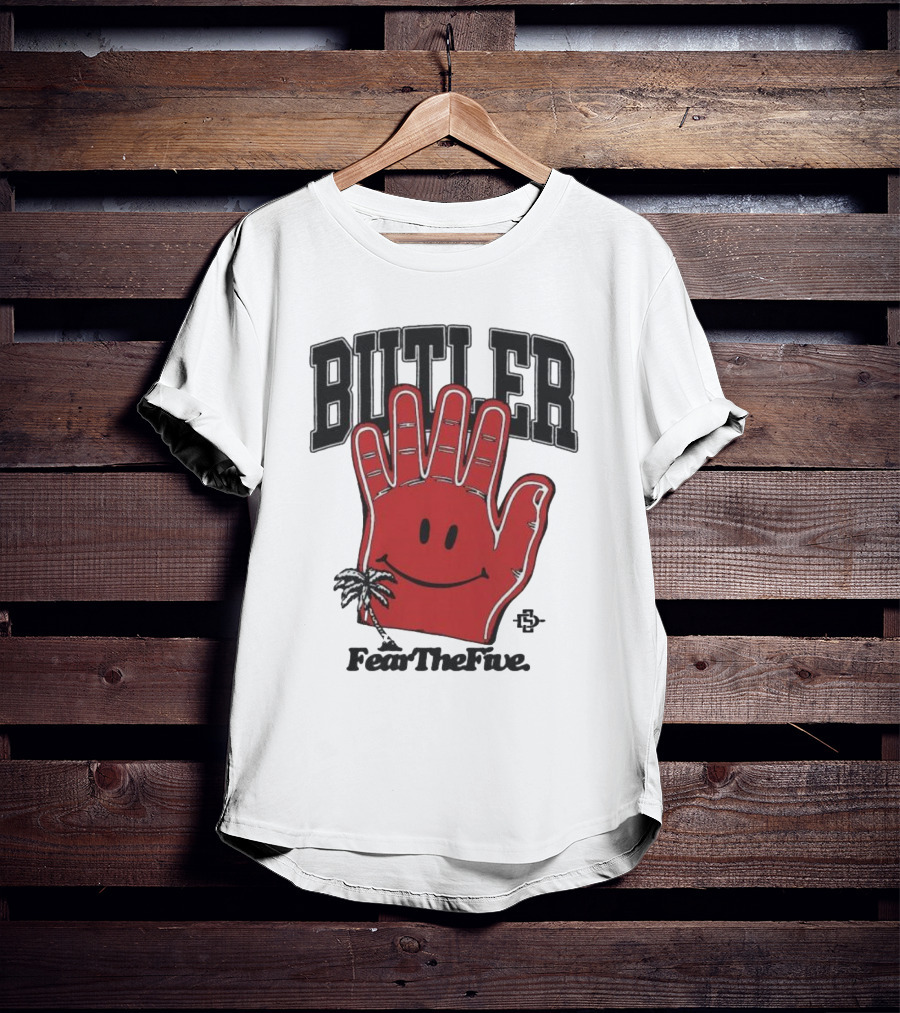 Butler Fear The Five SDSU Smiley Hand Palm Tree T-Shirt