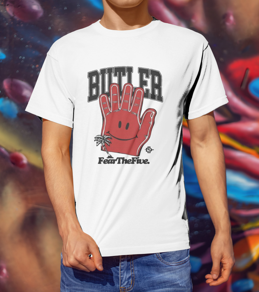 Butler Fear The Five SDSU Smiley Hand Palm Tree T-Shirt