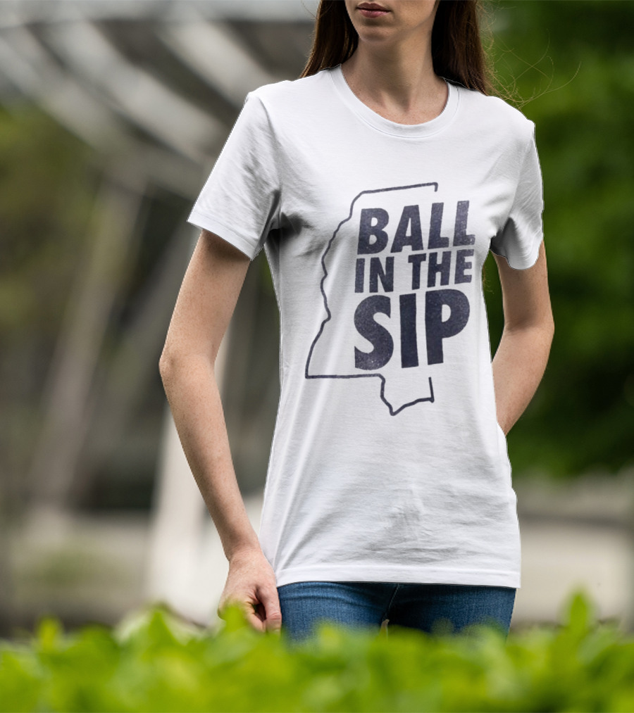 Ball In The Sip Mississippi Outline Lane Kiffin T-Shirt