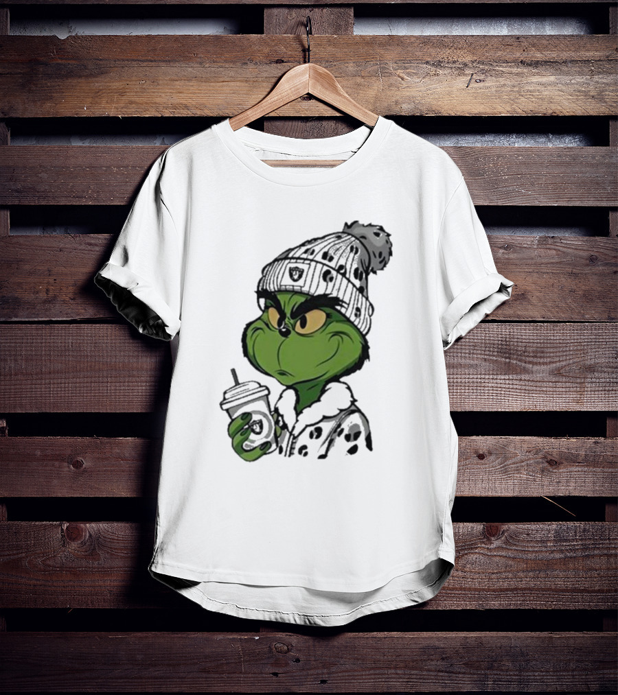 Las Vegas Raiders Grinch Drinking Coffee T-Shirt