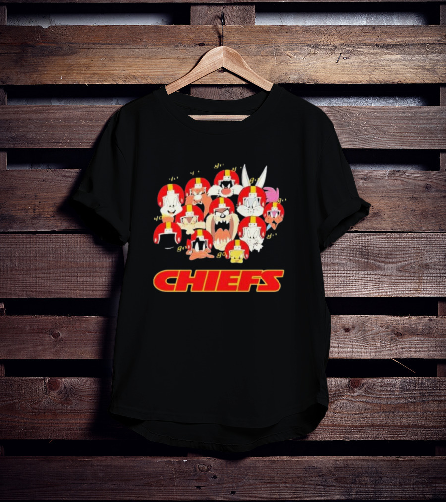 Looney Tunes Characters Chiefs Helmets Kansas City Chiefs T-Shirt