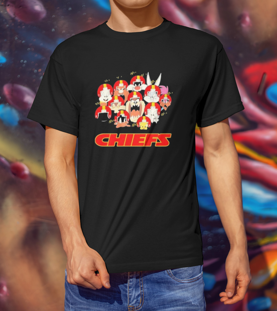 Looney Tunes Characters Chiefs Helmets Kansas City Chiefs T-Shirt