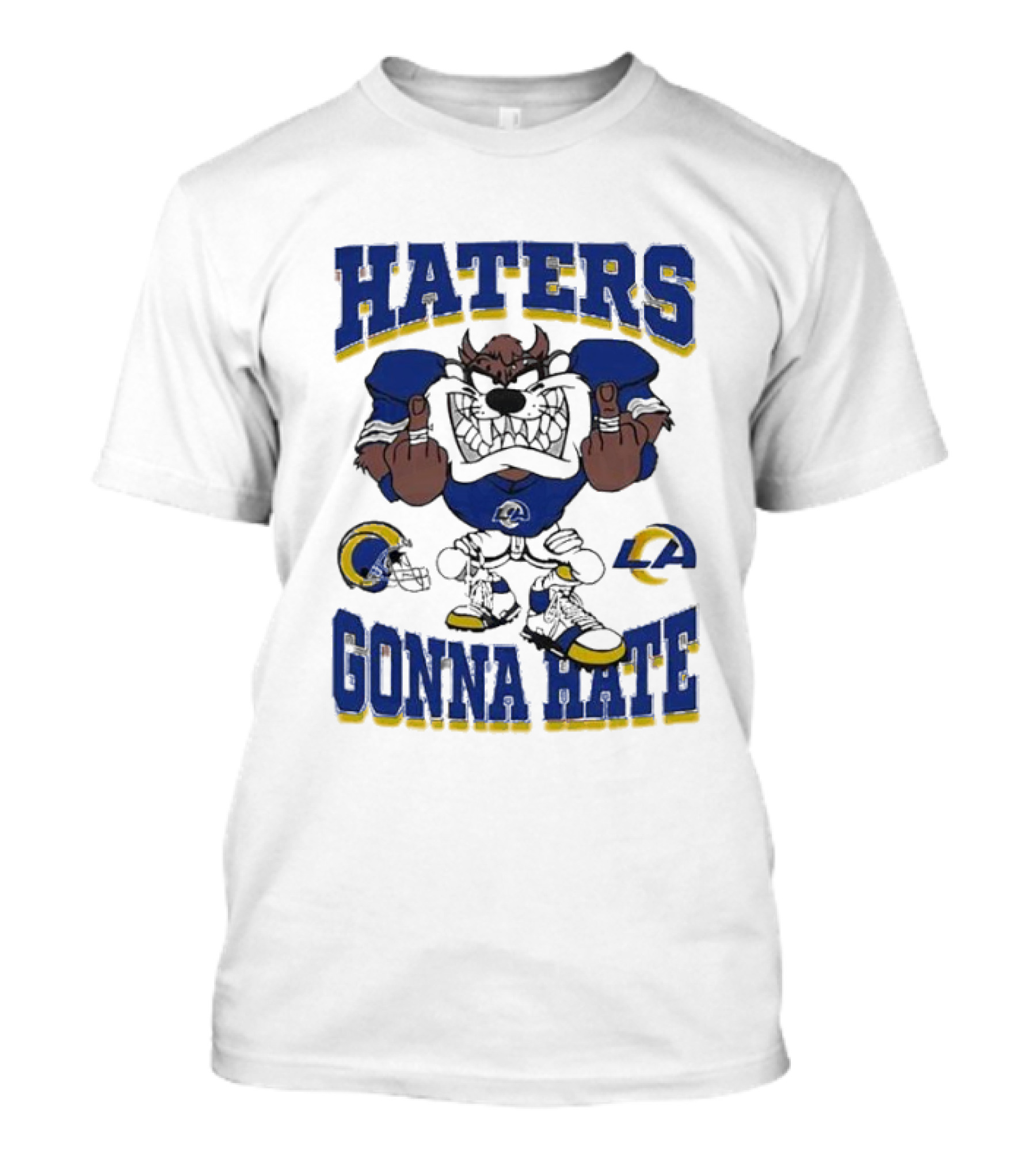 Haters Gonna Hate Los Angeles Rams Mascot Blue And Yellow Football Fan Attitude T-Shirt