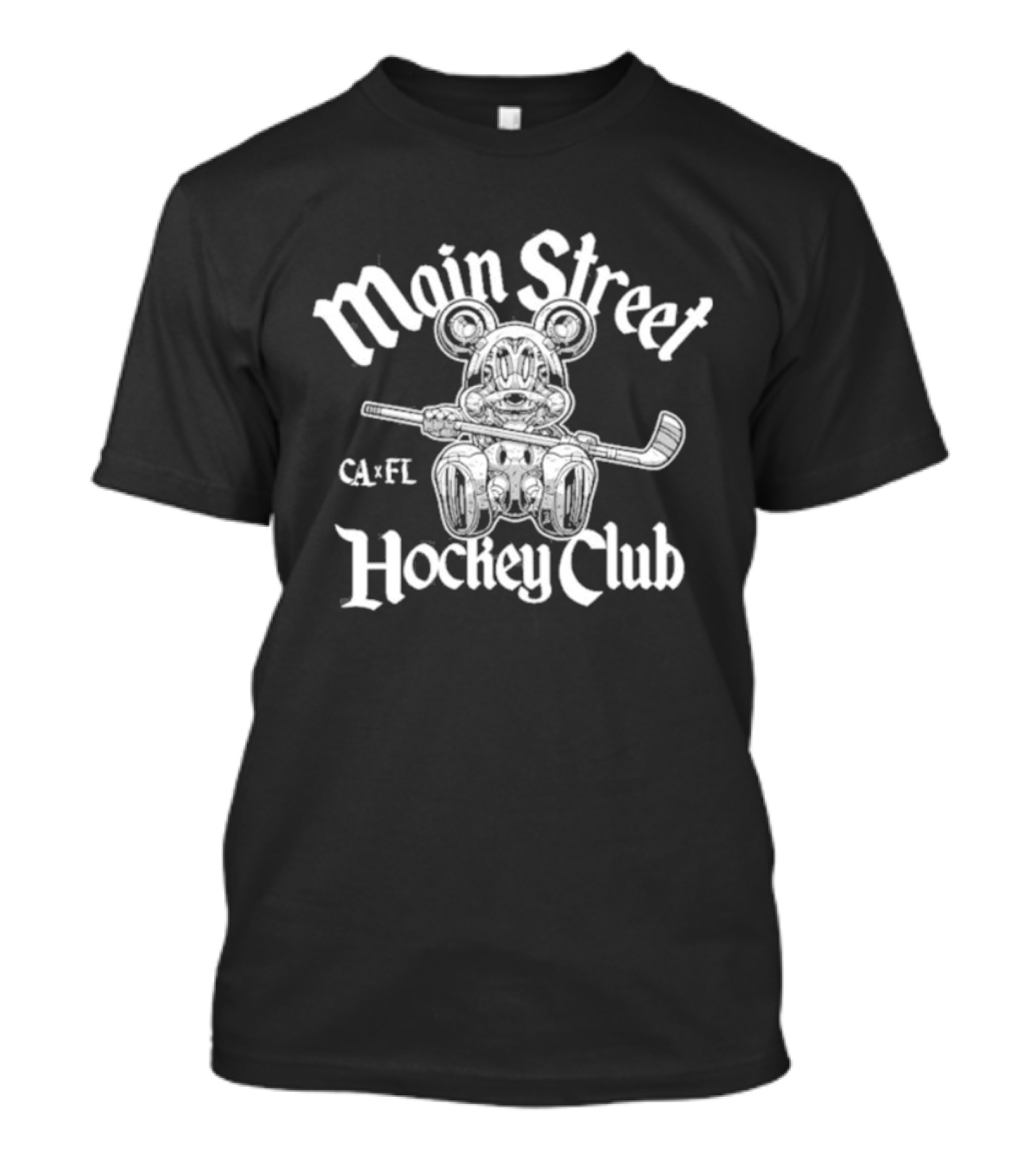 Main Street Hockey Club Ca X Fl Bear With Hockey Stick T-Shirt