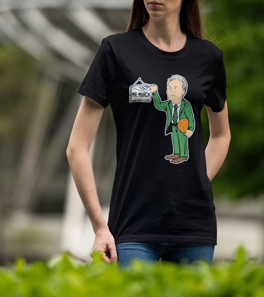 Mr. March Basketball Coach With Calendar In Green Suit Holding Basketball T-Shirt