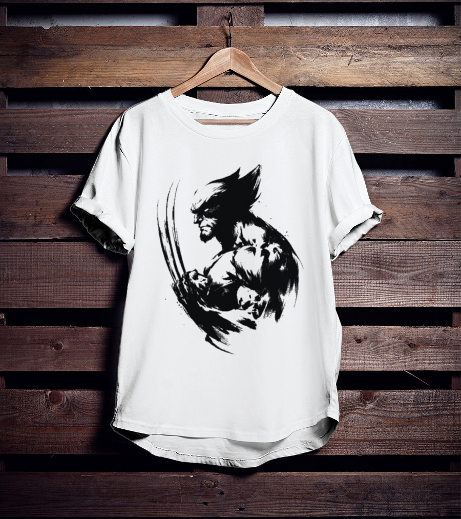 Mutant Inked Wolverine Claw Shadows Sketch T-Shirt
