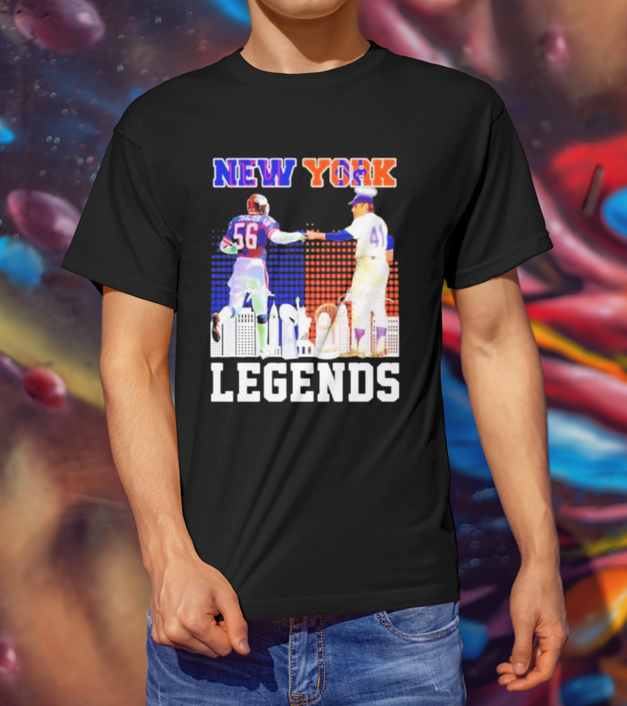 New York Lawrence Taylor Tom Seaver Legends Signatures T-Shirt