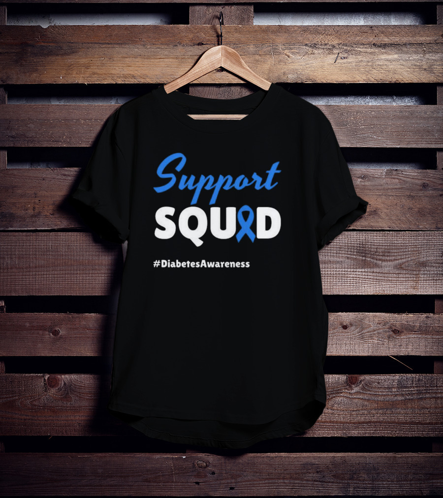 Support Squad Blue Ribbon #DiabetesAwareness T-Shirt