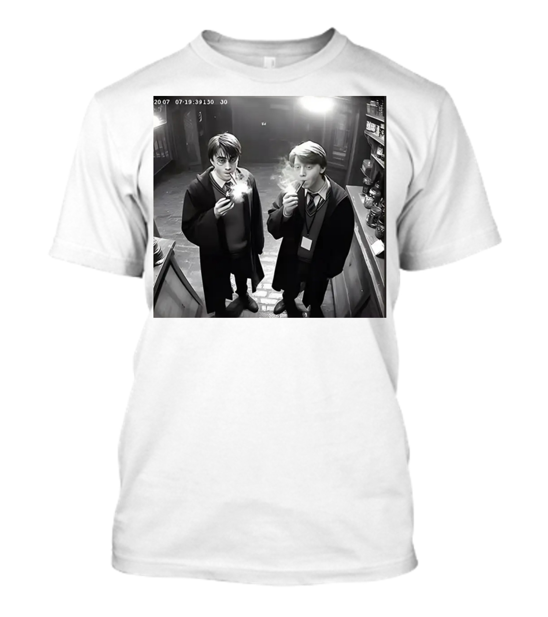 Harry And Ron Smoking Hogwarts CCTV Aesthetic T-Shirt
