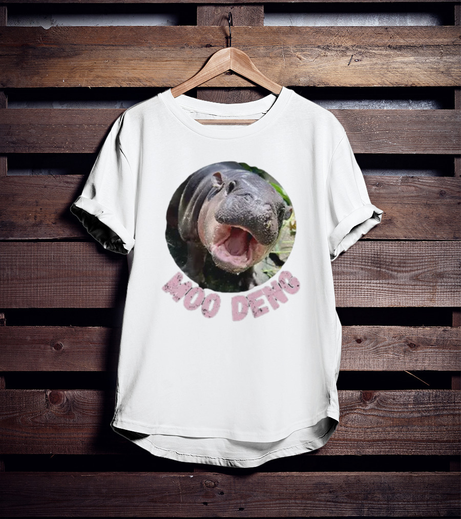 Moo Deng Cute Baby Hippo Picture Thai Bouncy Pig T-Shirt