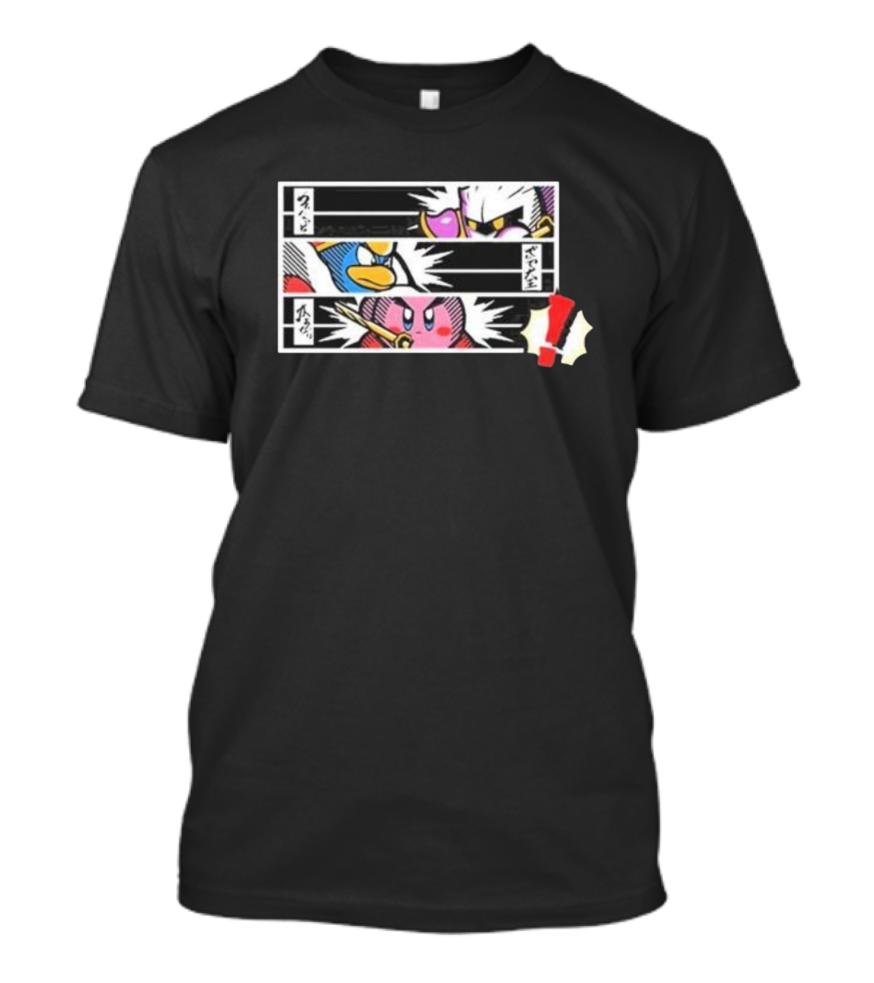 Kirby Manga Style Showdown With Meta Knight And King Dedede Exclamation Mark T-Shirt
