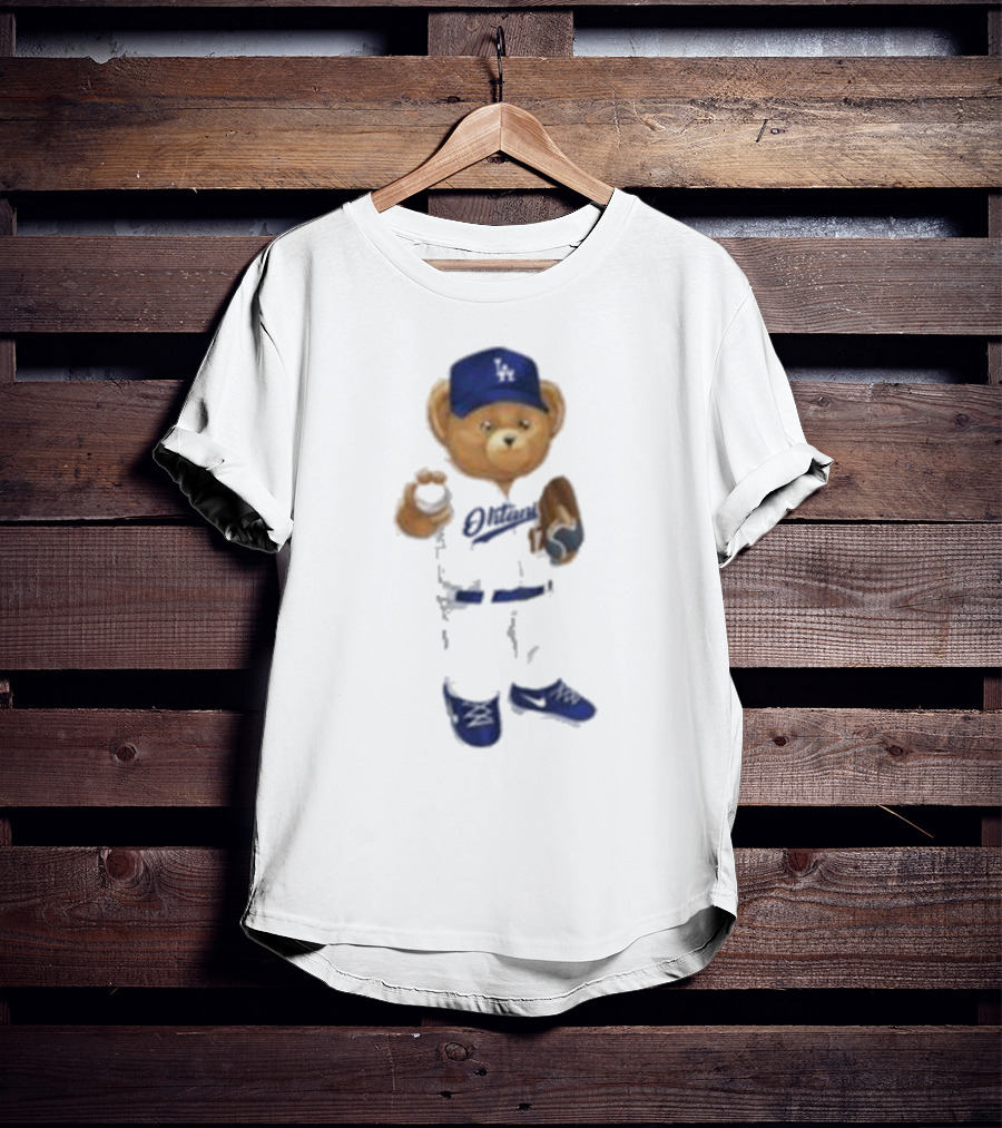 LA Angels Shohei Ohtani Showtime Bear Dodgers Hat Baseball Glove T-Shirt
