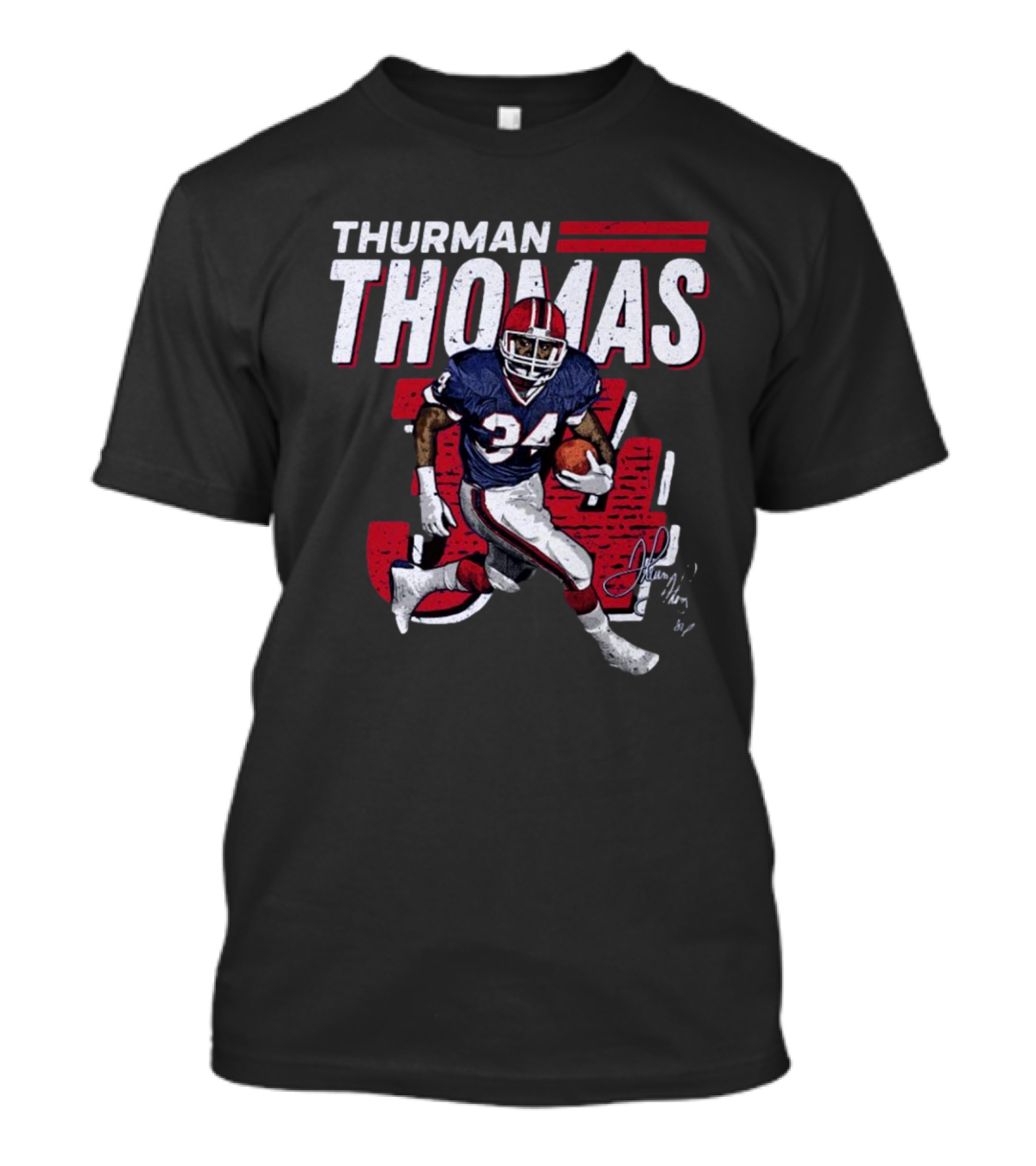 Thurman Thomas Buffalo Bills NFL 34 Signature Run T-Shirt