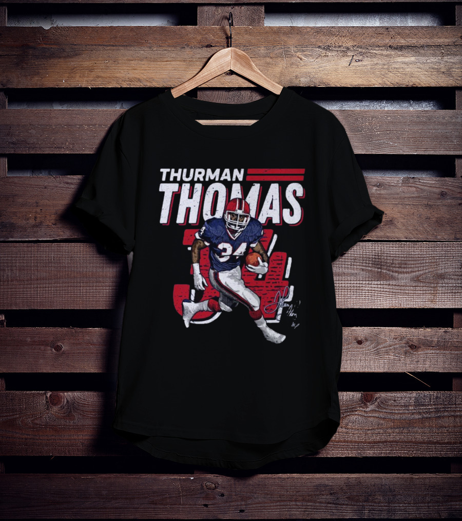 Thurman Thomas Buffalo Bills NFL 34 Signature Run T-Shirt