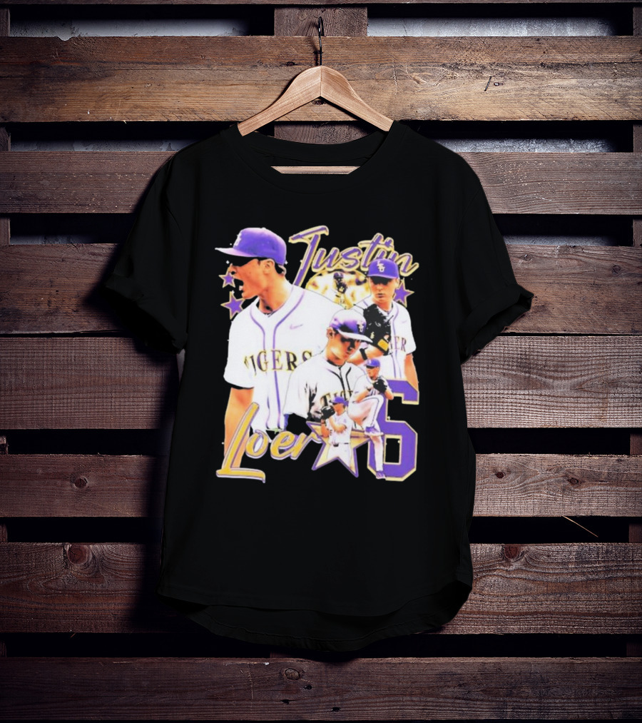 Justin Loer 6 LSU Tigers Baseball Pitcher Collage T-Shirt