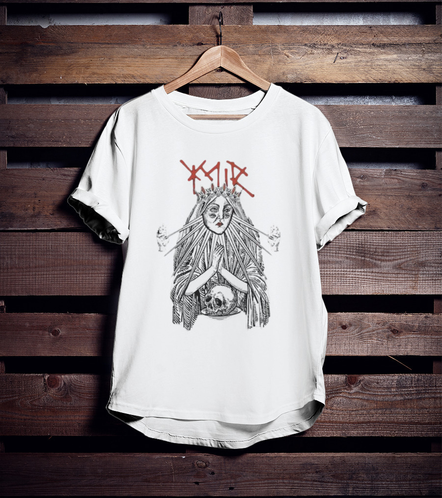 YMIR Fatal Faith Crowned Figure With Skull And Radiating Hands T-Shirt