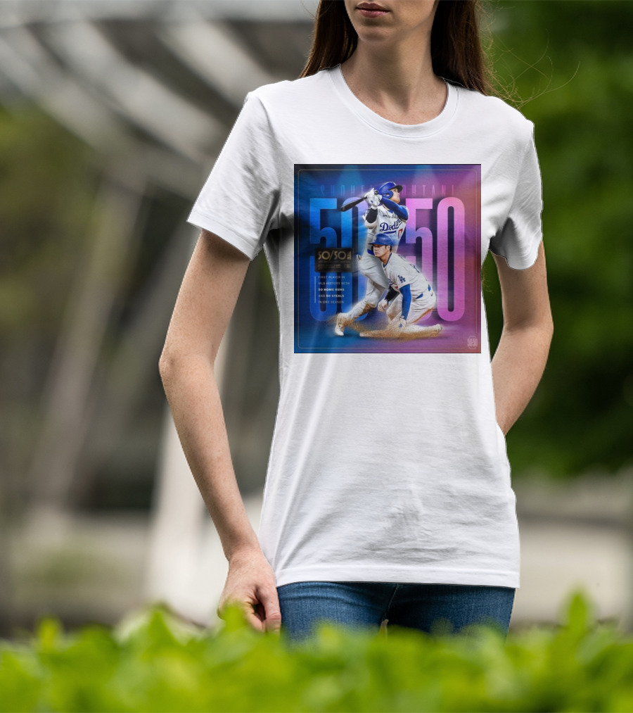 Shohei Ohtani 50/50 First Player MLB History 50 Home Runs And Steals Dodgers T-Shirt