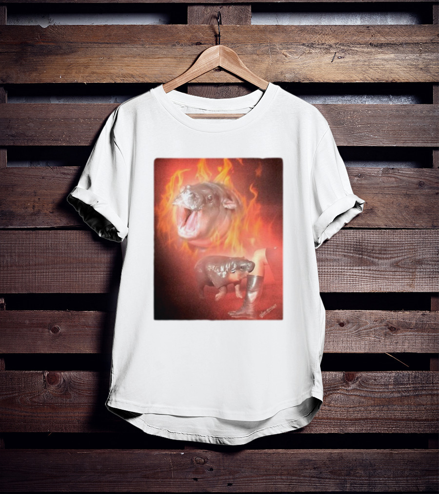 Twaniimals Moo Deng Mood Hippos On Fire T-Shirt