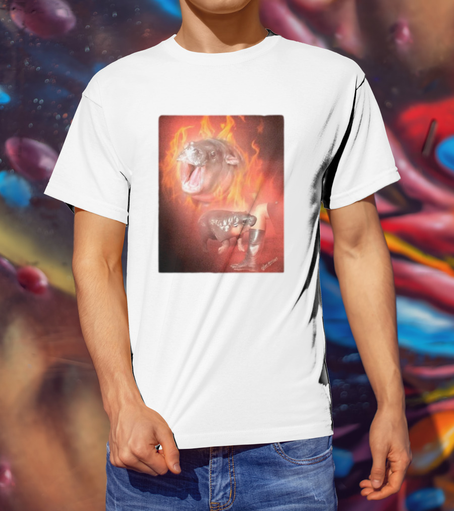 Twaniimals Moo Deng Mood Hippos On Fire T-Shirt