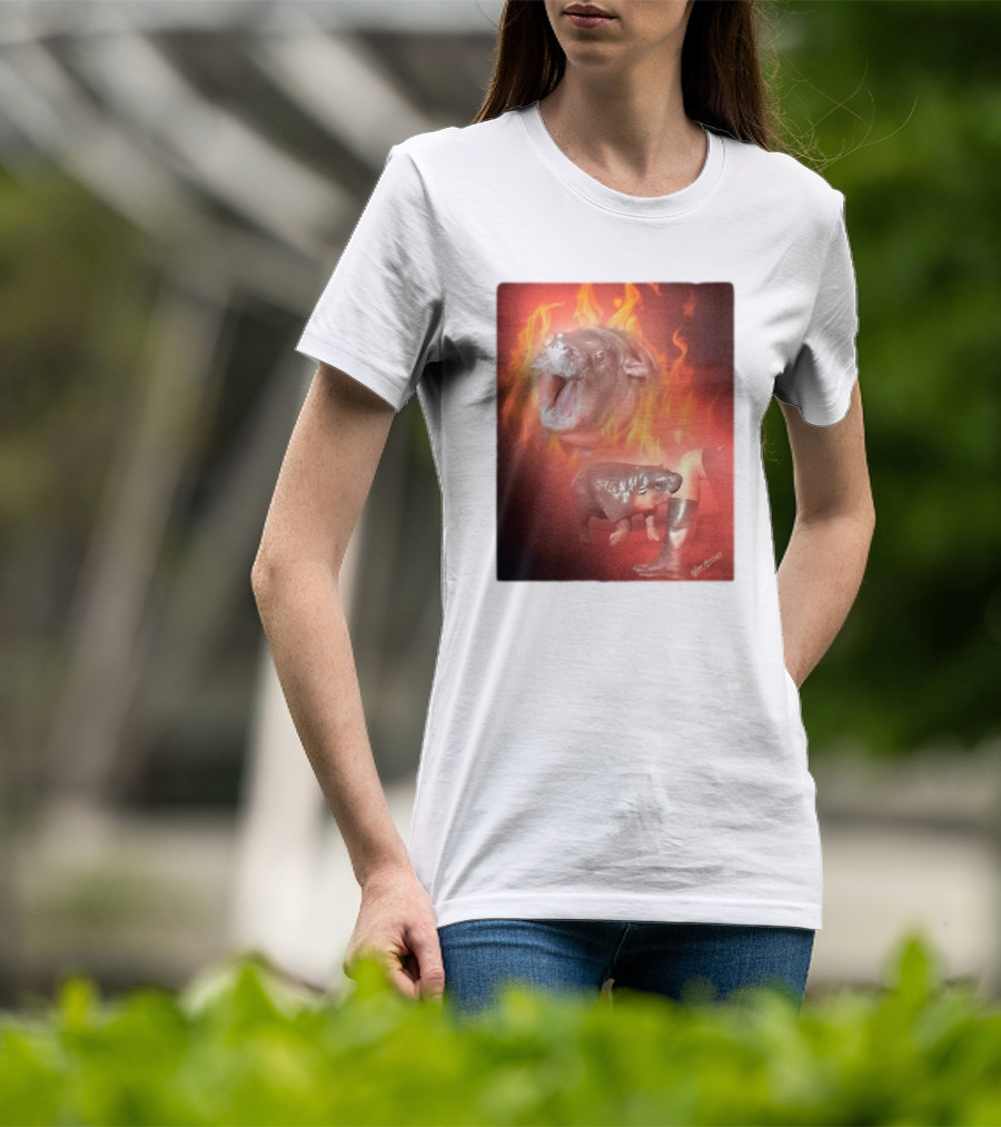 Twaniimals Moo Deng Mood Hippos On Fire T-Shirt